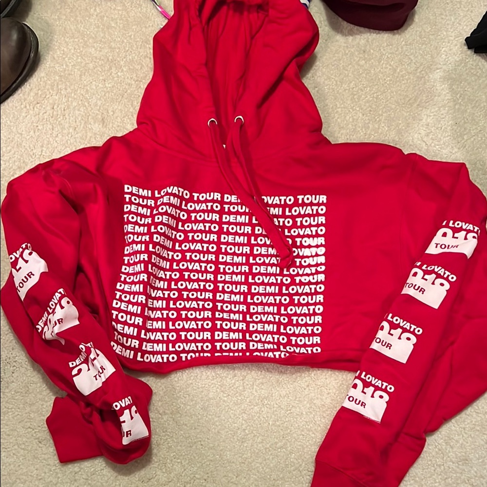 Red Demi Lovato Tour Cropped Hoodie
